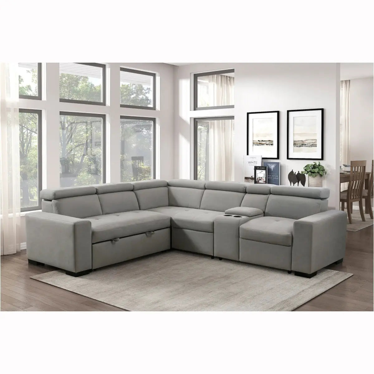 Farrah 9219 Sectional Sofa with Pull Out Bed Mazin