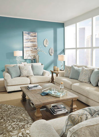 Monaghan Sofa and Loveseat Set in Sandstone