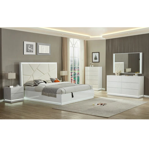 6 Pc Hydraulic Bedroom set in White 9720