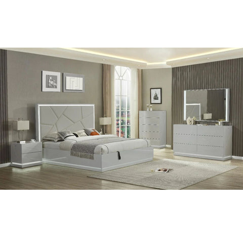 6 Pc Hydraulic Bedroom set in Light Grey 9721
