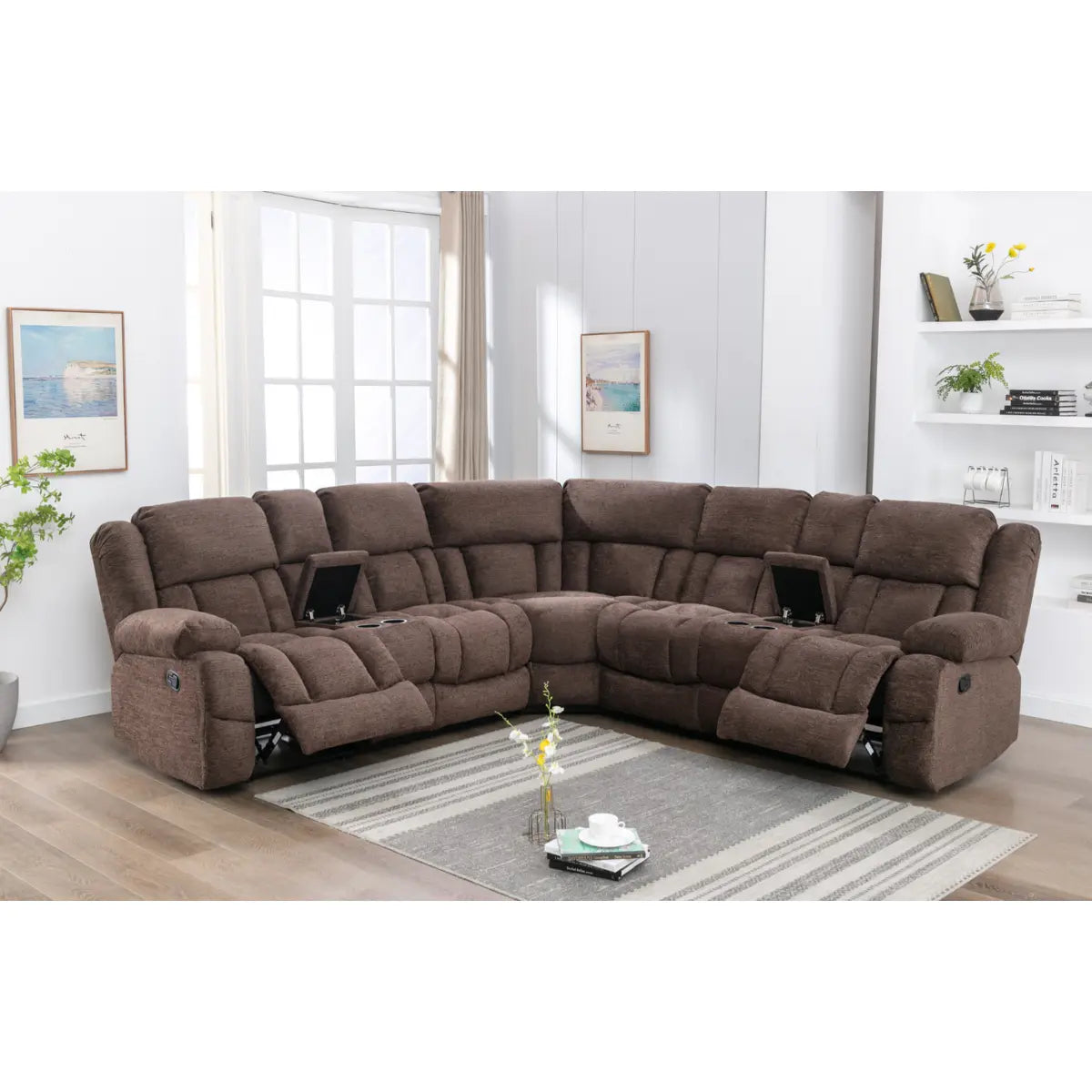 Presley Modular Reclining Sectional 99928BRWSS Mazin