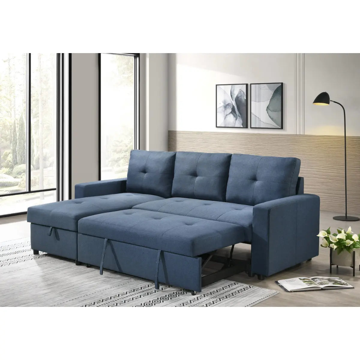Faber 2Pc Pullout Sectional 99996BLU Mazin