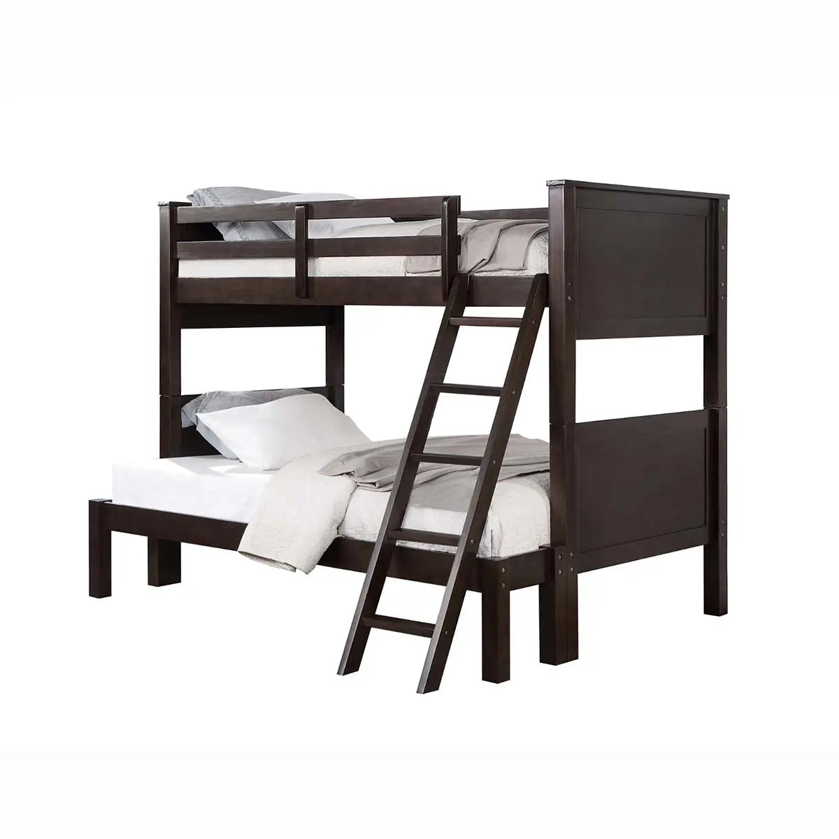 Shaw Twin-Full Bunk Bed in Dark Brown Mazin