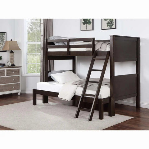 Shaw Twin-Full Bunk Bed in Dark Brown Mazin