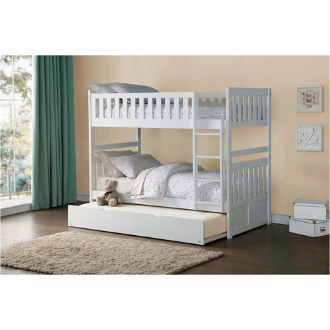 Galen Twin Over Twin Bunkbed in White B2053FFW Mazin