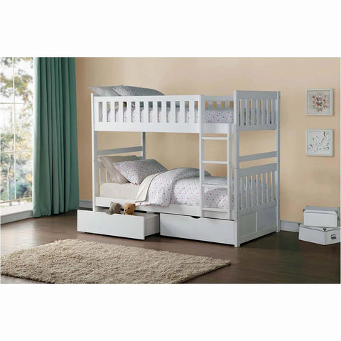 Galen Twin Over Twin Bunkbed in White B2053FFW Mazin