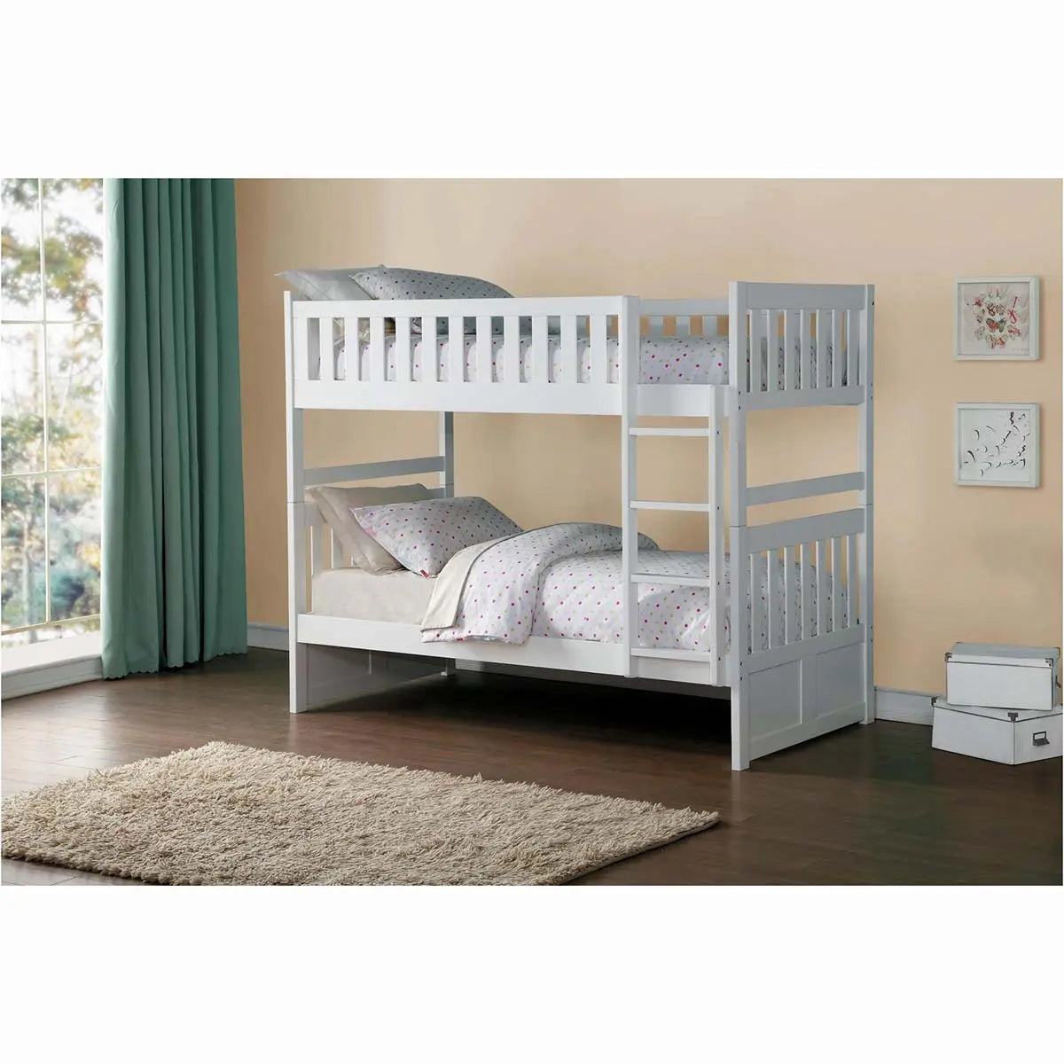 Galen Twin Over Twin Bunkbed in White B2053FFW Mazin