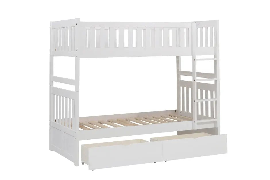 Galen Twin Over Twin Bunkbed in White B2053FFW Mazin