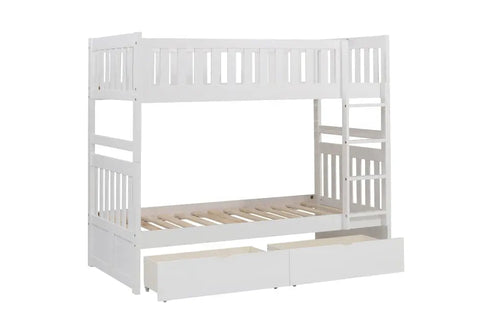 Galen Twin Over Twin Bunkbed in White B2053FFW Mazin
