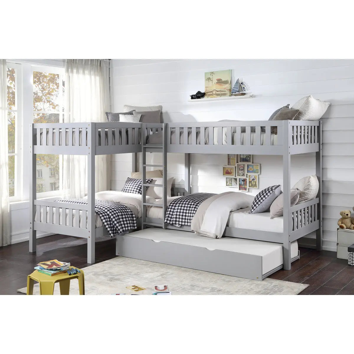 Orion Corner Bunk Bed in Grey Mazin