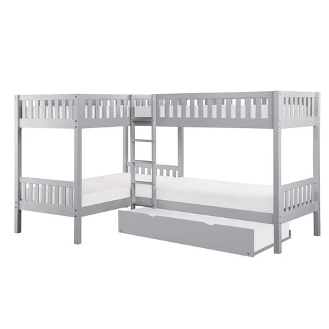 Orion Corner Bunk Bed in Grey Mazin
