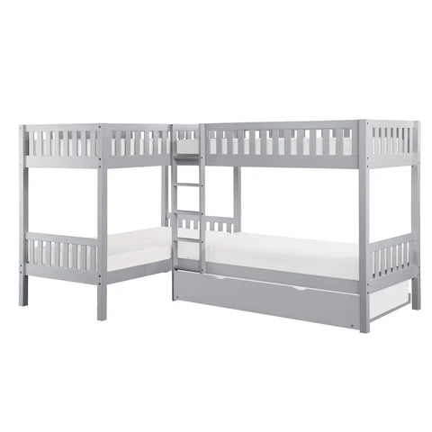 Orion Corner Bunk Bed in Grey Mazin