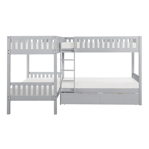 Orion Corner Bunk Bed in Grey Mazin