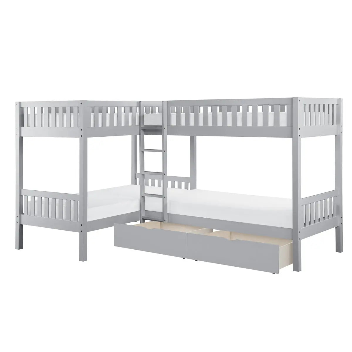 Orion Corner Bunk Bed in Grey Mazin
