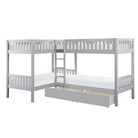 Orion Corner Bunk Bed in Grey Mazin