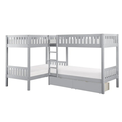 Orion Corner Bunk Bed in Grey Mazin