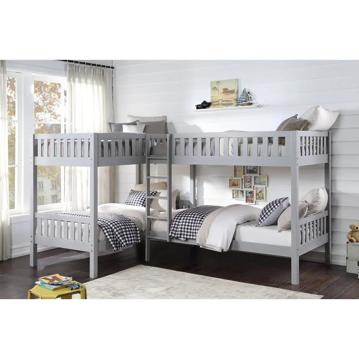 Orion Corner Bunk Bed in Grey Mazin