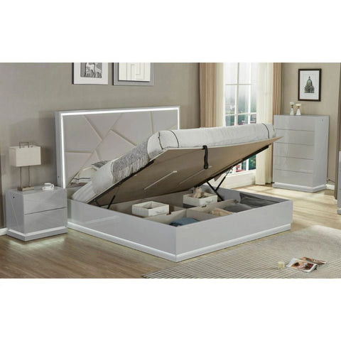 6 Pc Hydraulic Bedroom set in Light Grey 9721