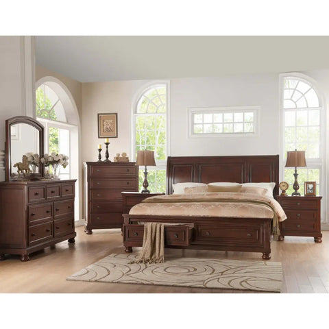 Begonia 8Pc Bedroom Set in Cherry Brown Mazin