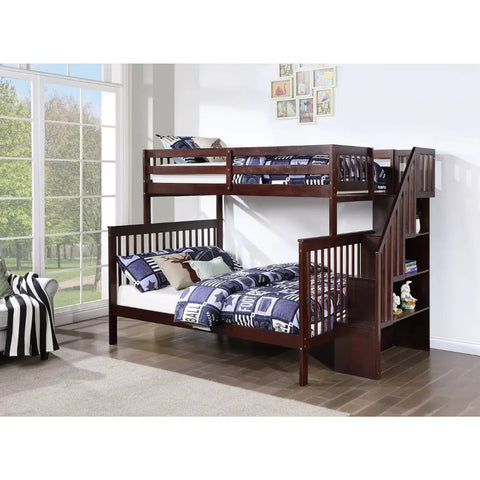 Staircase Twin Over Double Bunkbed B1850 International Furniture