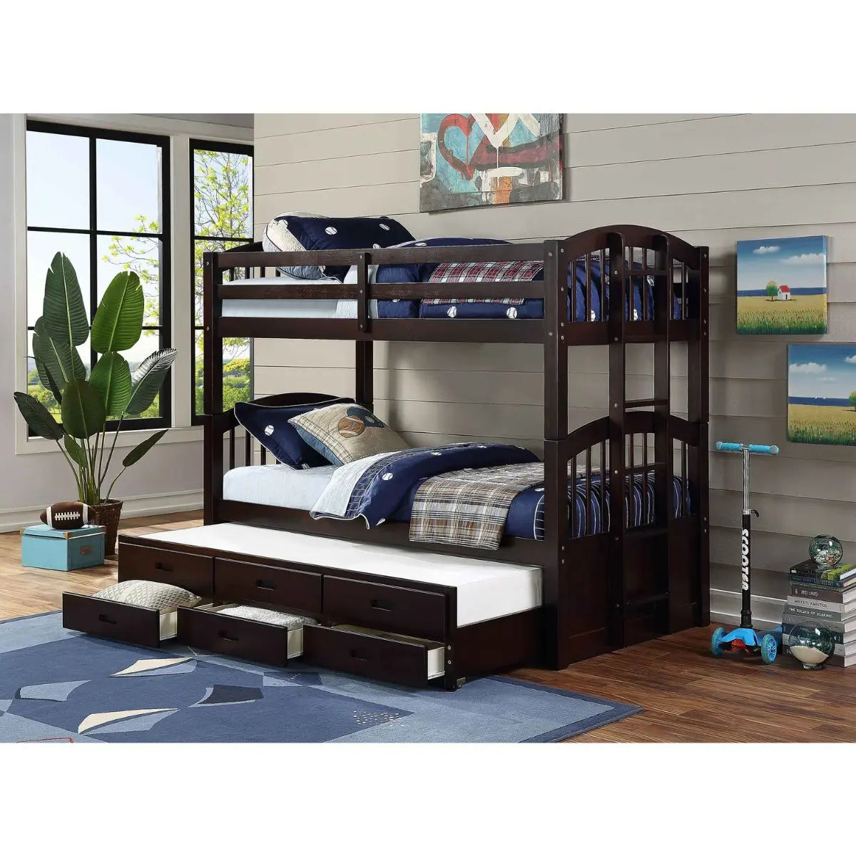 Triple Bunk Bed with Trundle B1840 International Furniture