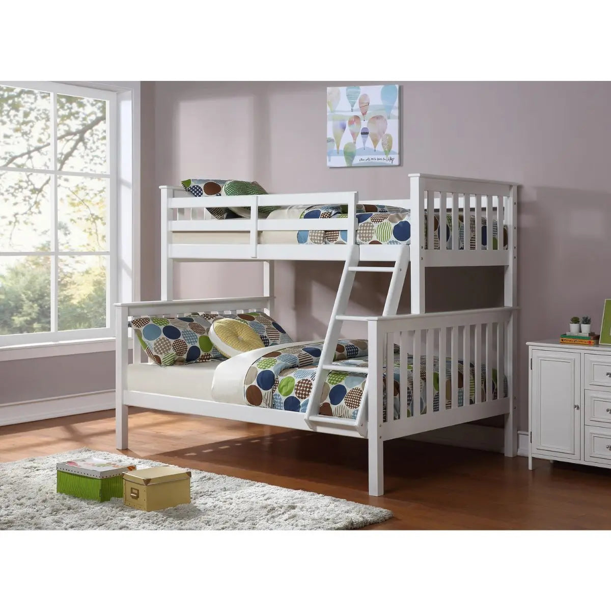 Twin Over Double Bunk Bed B102W International Furniture