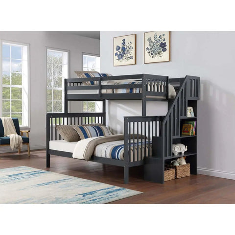 Staircase Twin Over Double Bunkbed B1851 International Furniture