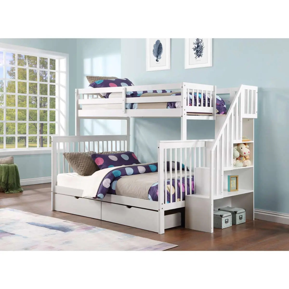 Staircase Twin Over Double Bunkbed B1852 International Furniture