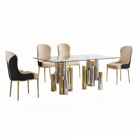 5 Pc Gold Table Dining Set D1490T