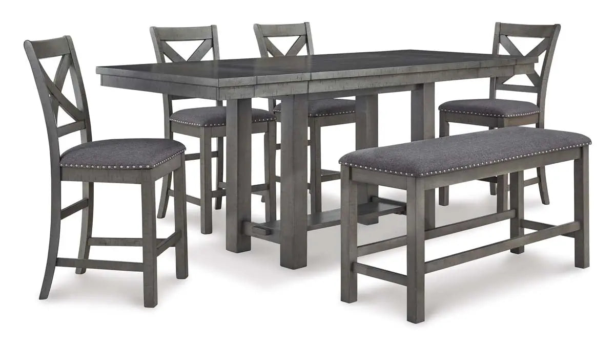  Myshanna Counter Height 6Pc Dining Set in Grey | Signature Design by Ashley