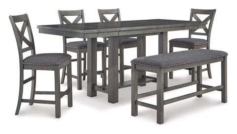  Myshanna Counter Height 6Pc Dining Set in Grey | Signature Design by Ashley