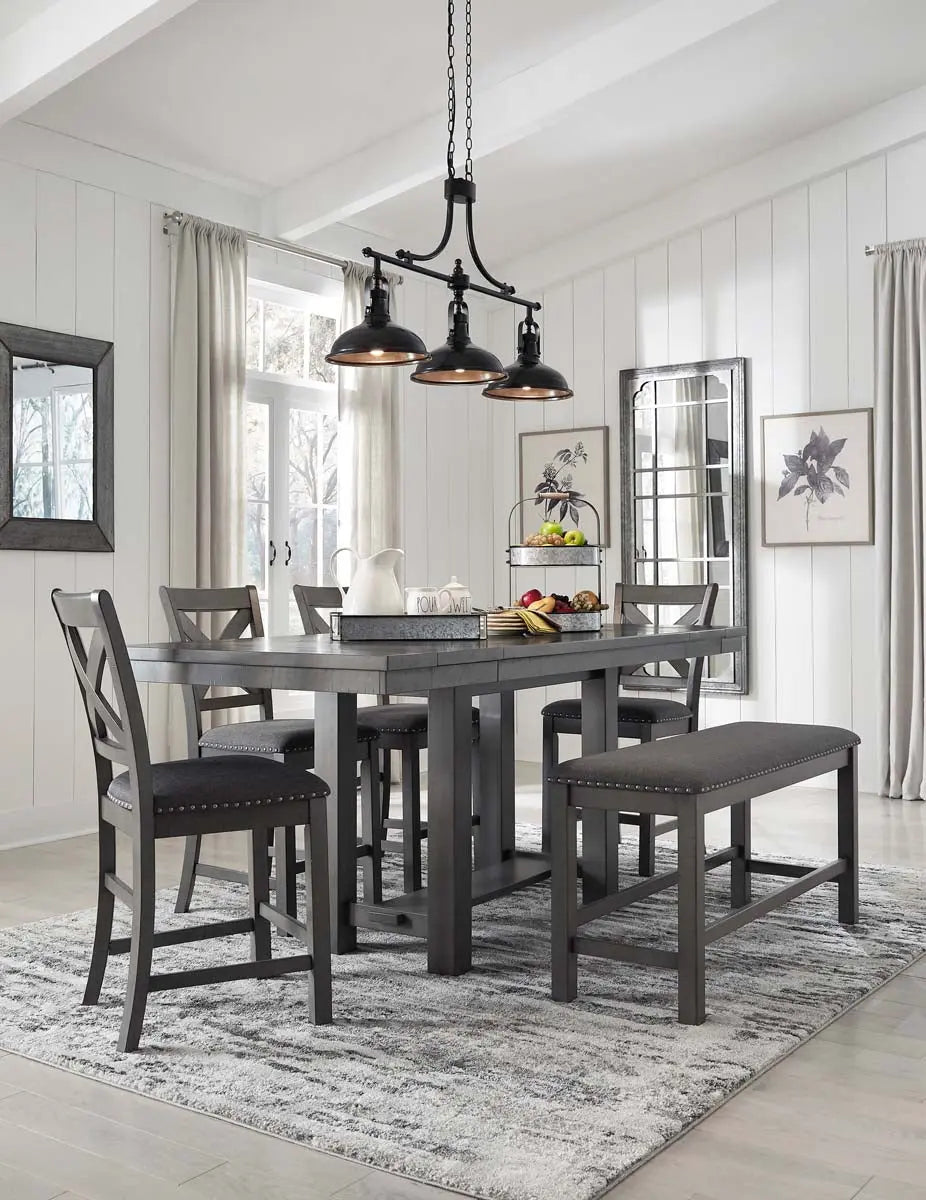  Myshanna Counter Height 6Pc Dining Set in Grey | Signature Design by Ashley