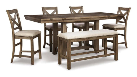  Moriville 6Pc Counter height Dining Set in Grayish Brown | Signature Design by Ashley