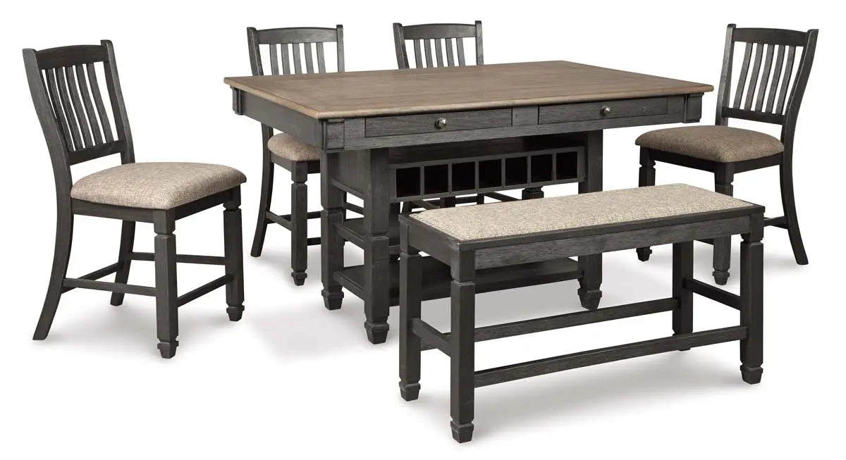  Tyler Creek Counter Height 6Pc Dining Set in Black & Grey | Signature Design by Ashley