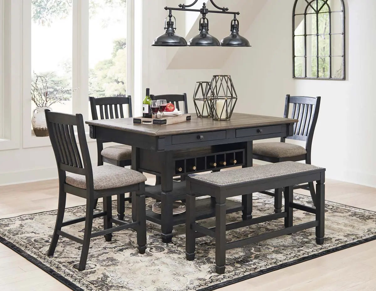  Tyler Creek Counter Height 6Pc Dining Set in Black & Grey | Signature Design by Ashley