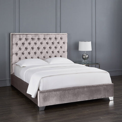 Kroma Bed in Grey Velvet