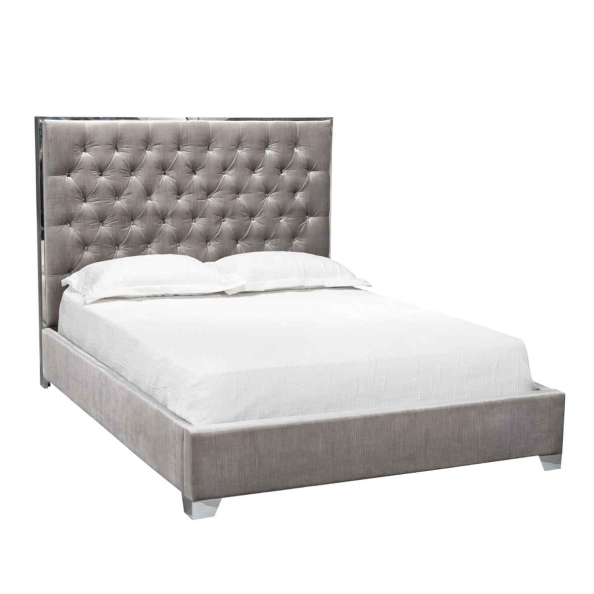 Kroma Bed in Grey Velvet