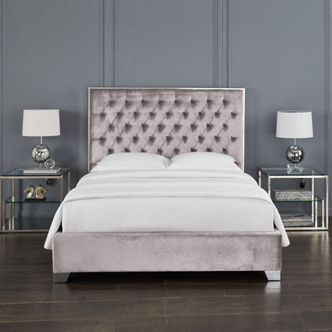Kroma Bed in Grey Velvet