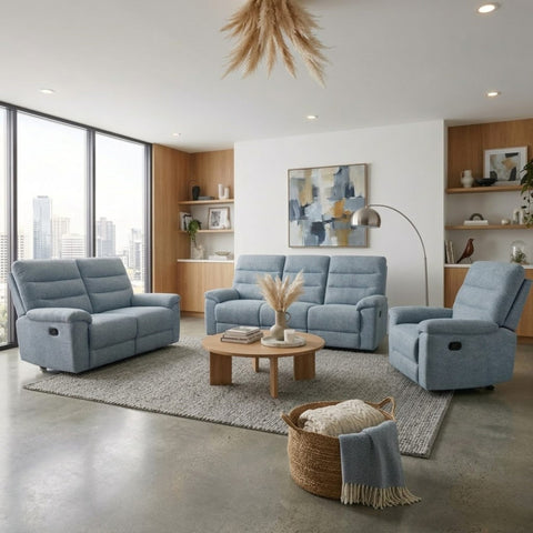 Marco Grey Manual Recliner Sofa Set