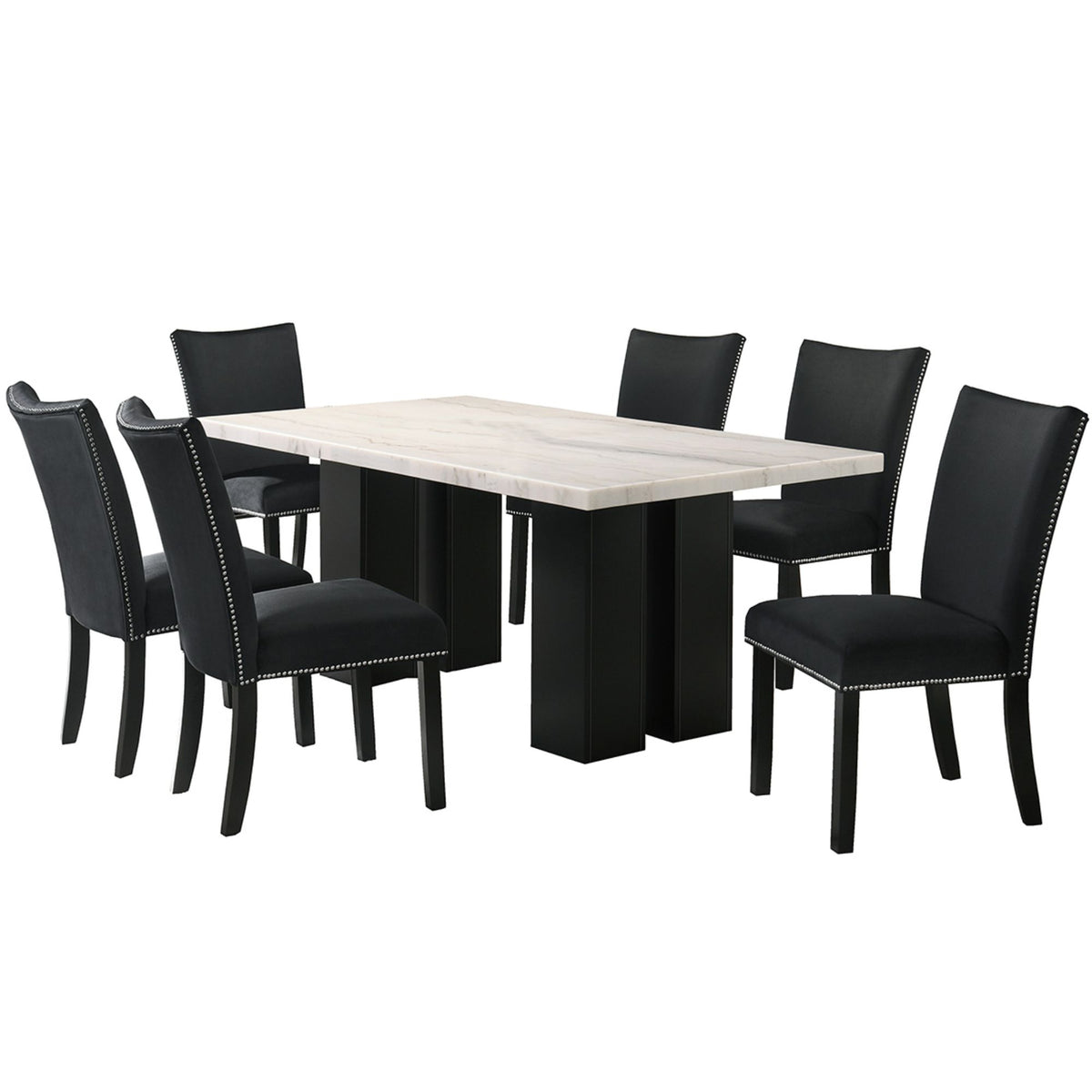 Lantana 7 Pc Dining Table set in Black
