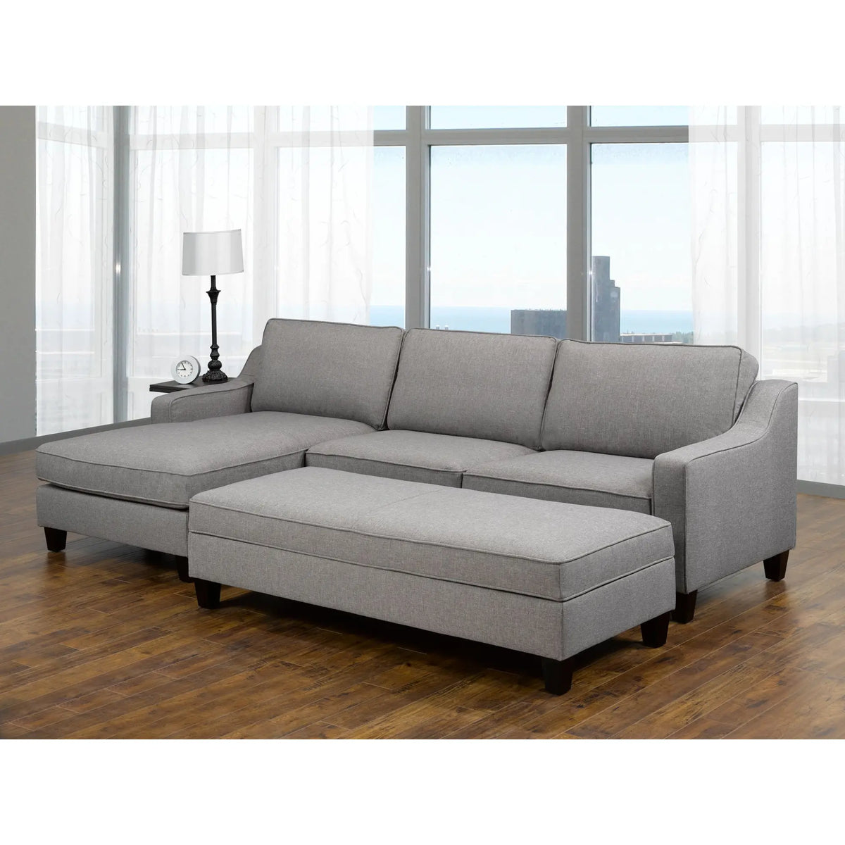 17600 RHF- Sectional & Ottoman in Grey