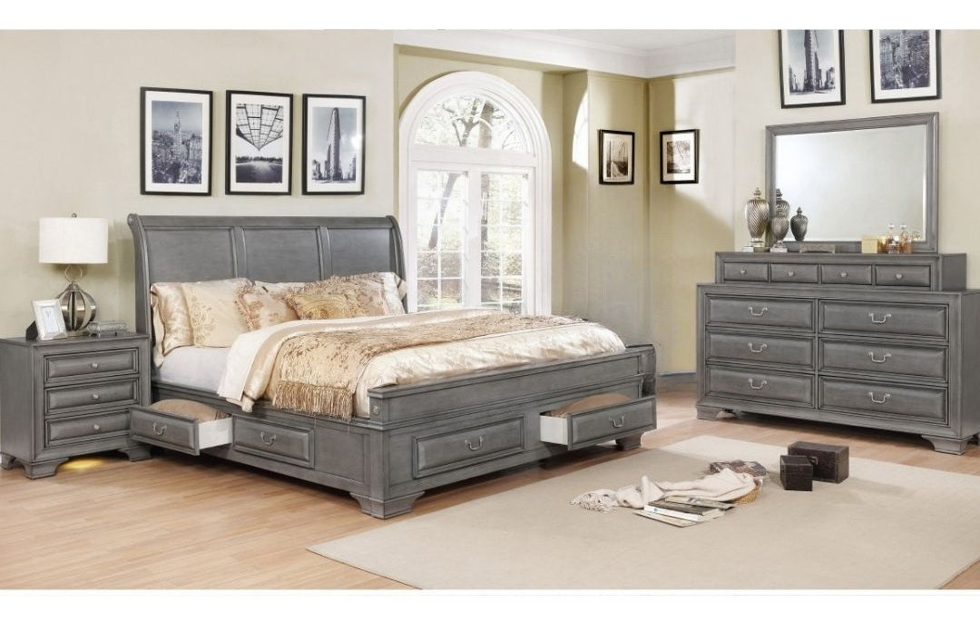 Milton 6 pc Bedroom Set in Grey