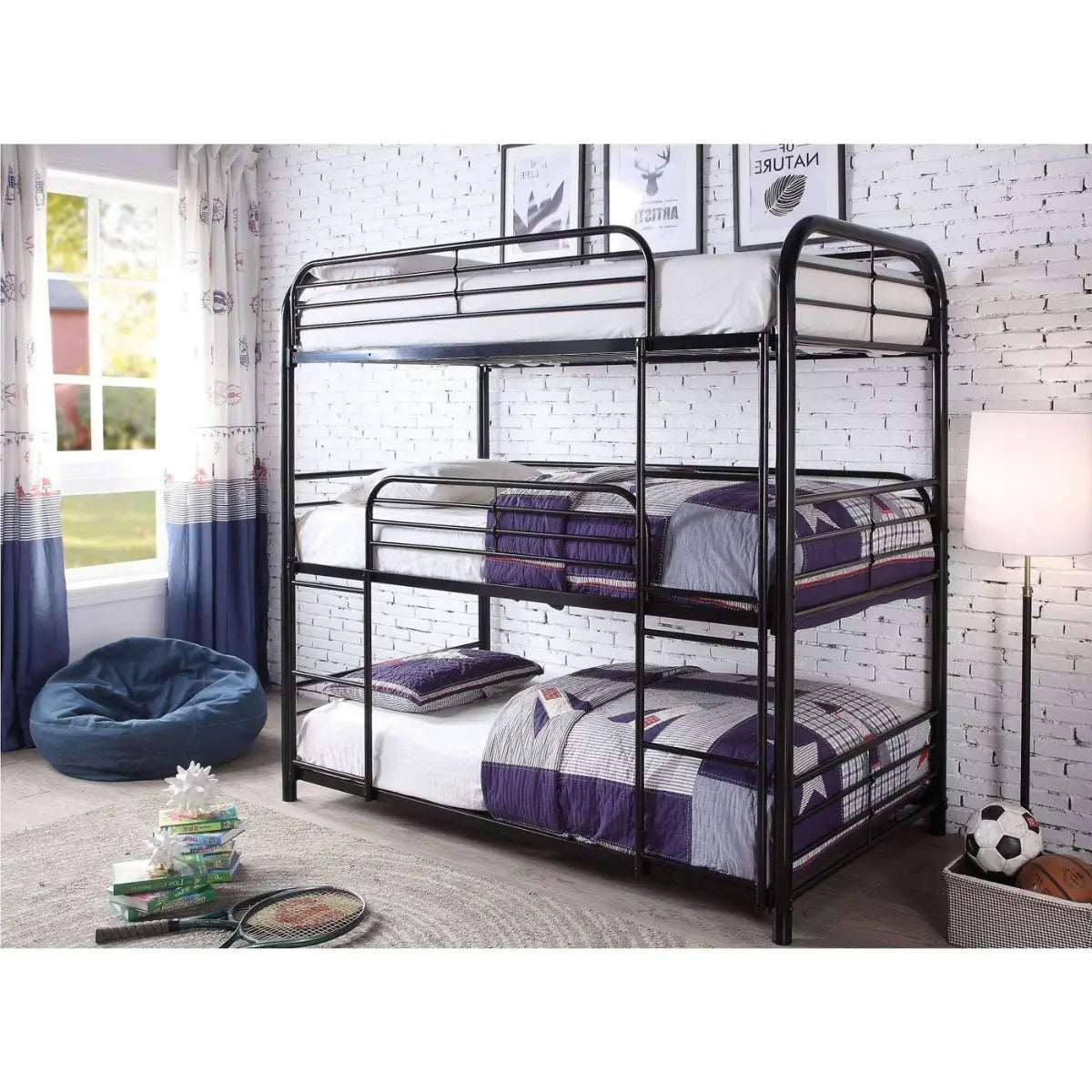 Metal Twin Triple Bunkbed B503 International Furniture