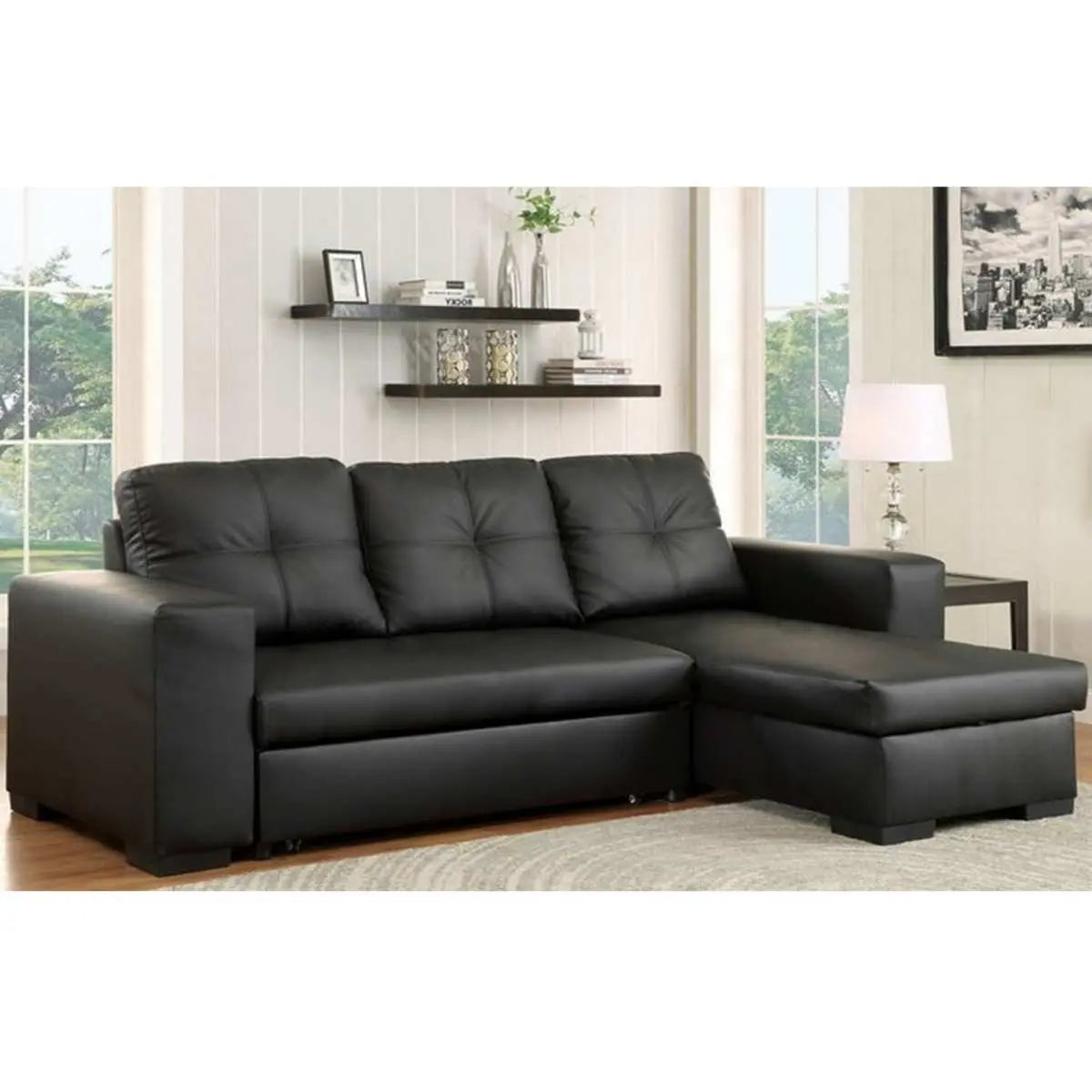 Reversible Sofa Bed Sectional with Storage Chaise 9032 International Furniture