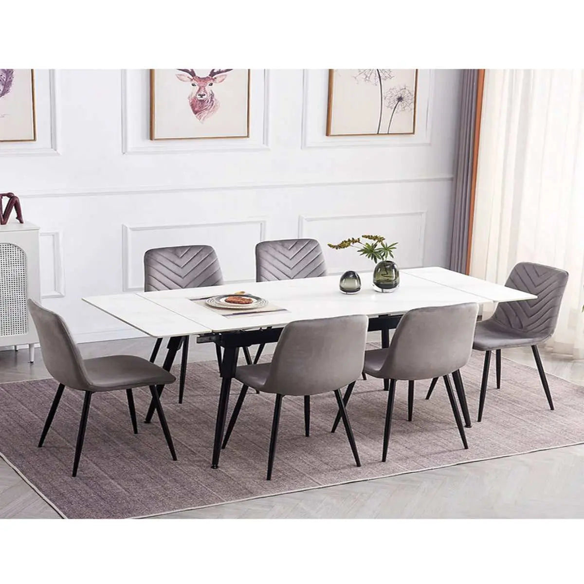 Sintered Stone 7Pc Extension Dining Set 1818 International Furniture