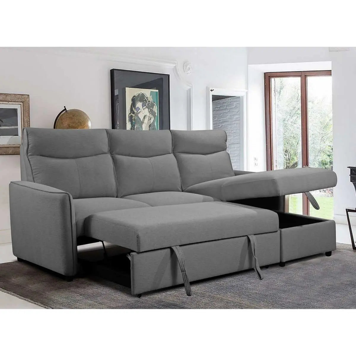 Sofa Bed Sectional with Storage Chaise 9027 International Furniture