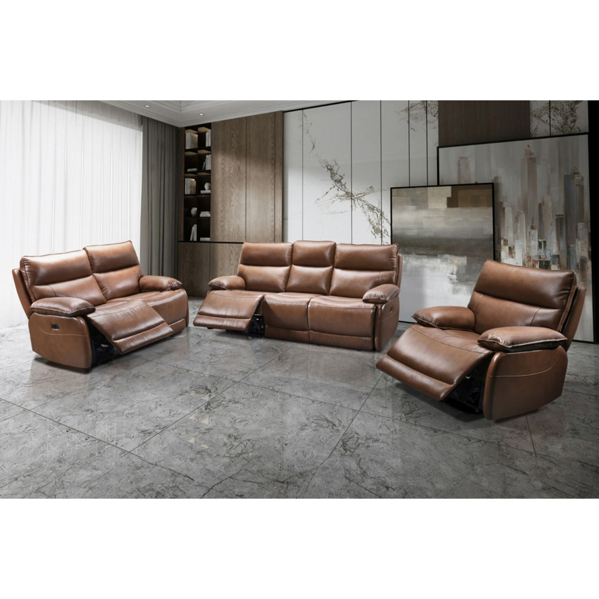 Leather Power Recliner 3pc Sofa Set T1117