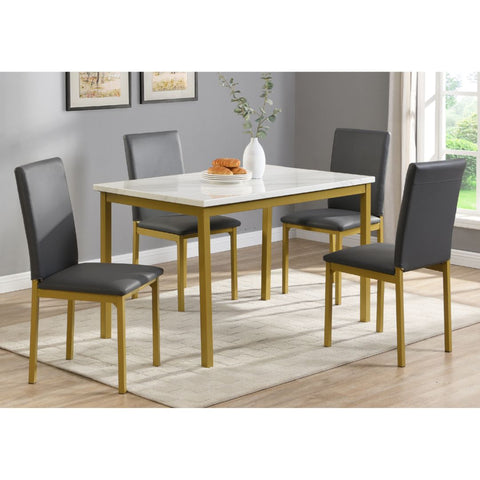 5PC Marble Dining Set with Gold Legs T3204_3205