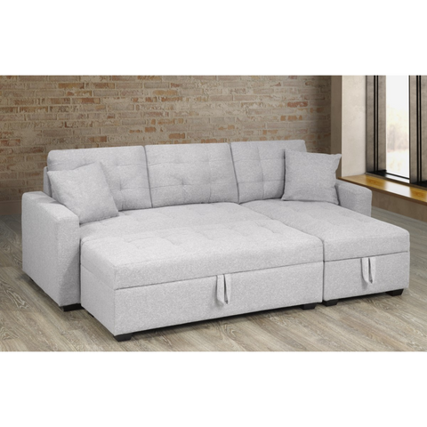 XH-2111-Storage Secional & Ottoman in Light Grey