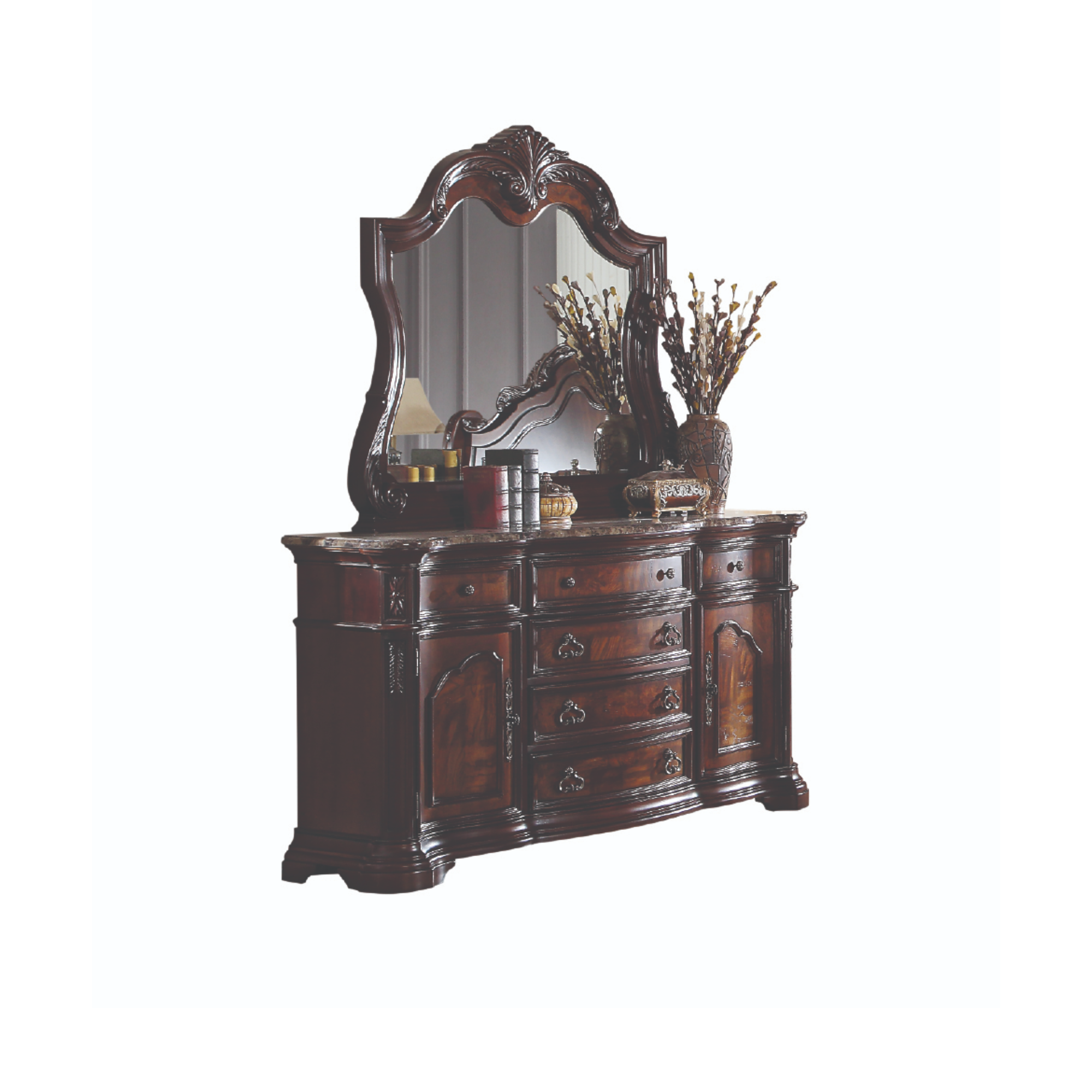 Bombay Bedroom Set In Cherry Brown.